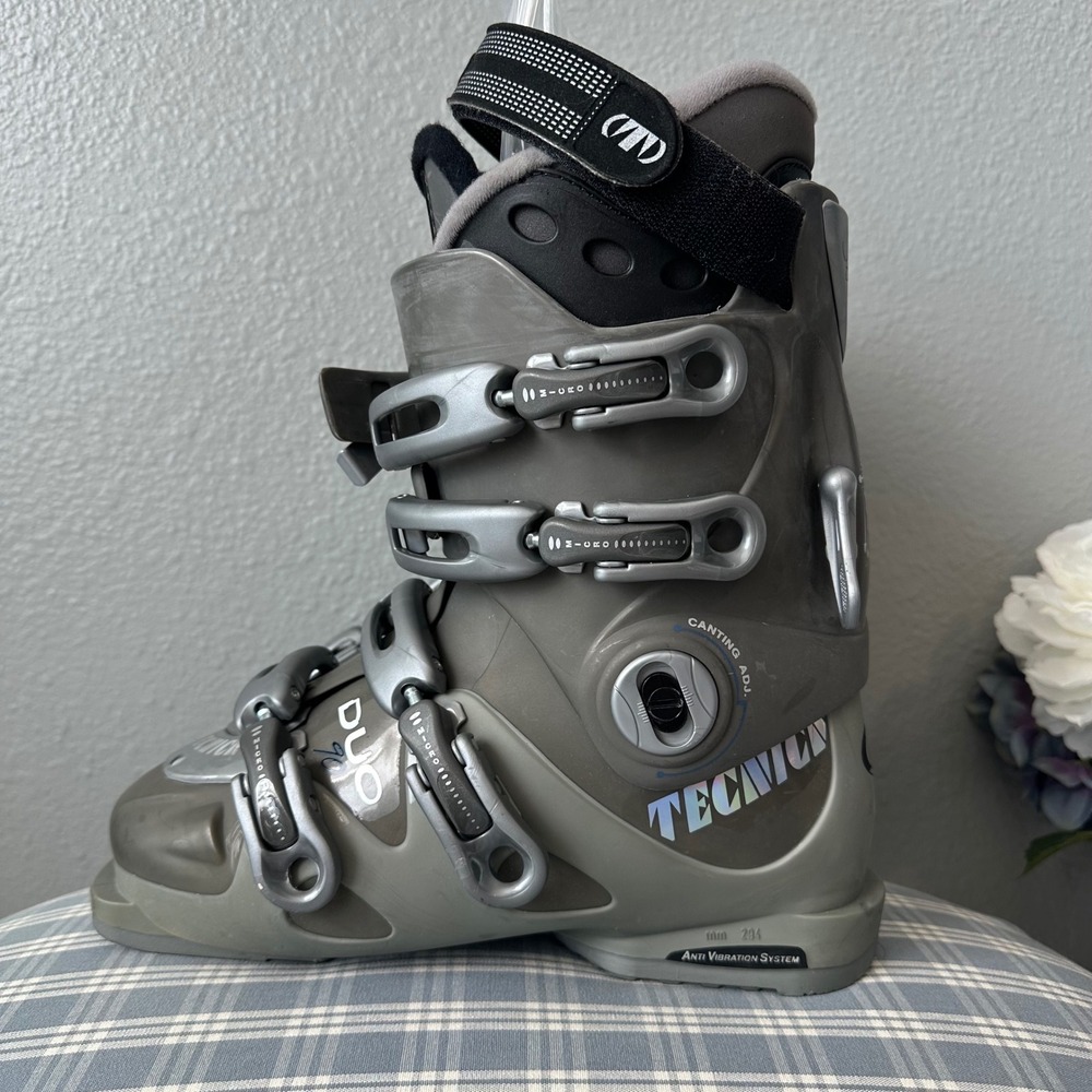 Tecnica Ski Boots‎ Duo 90 Anti Vibration System Canting Adj. Size 7.5  25.5 Grey